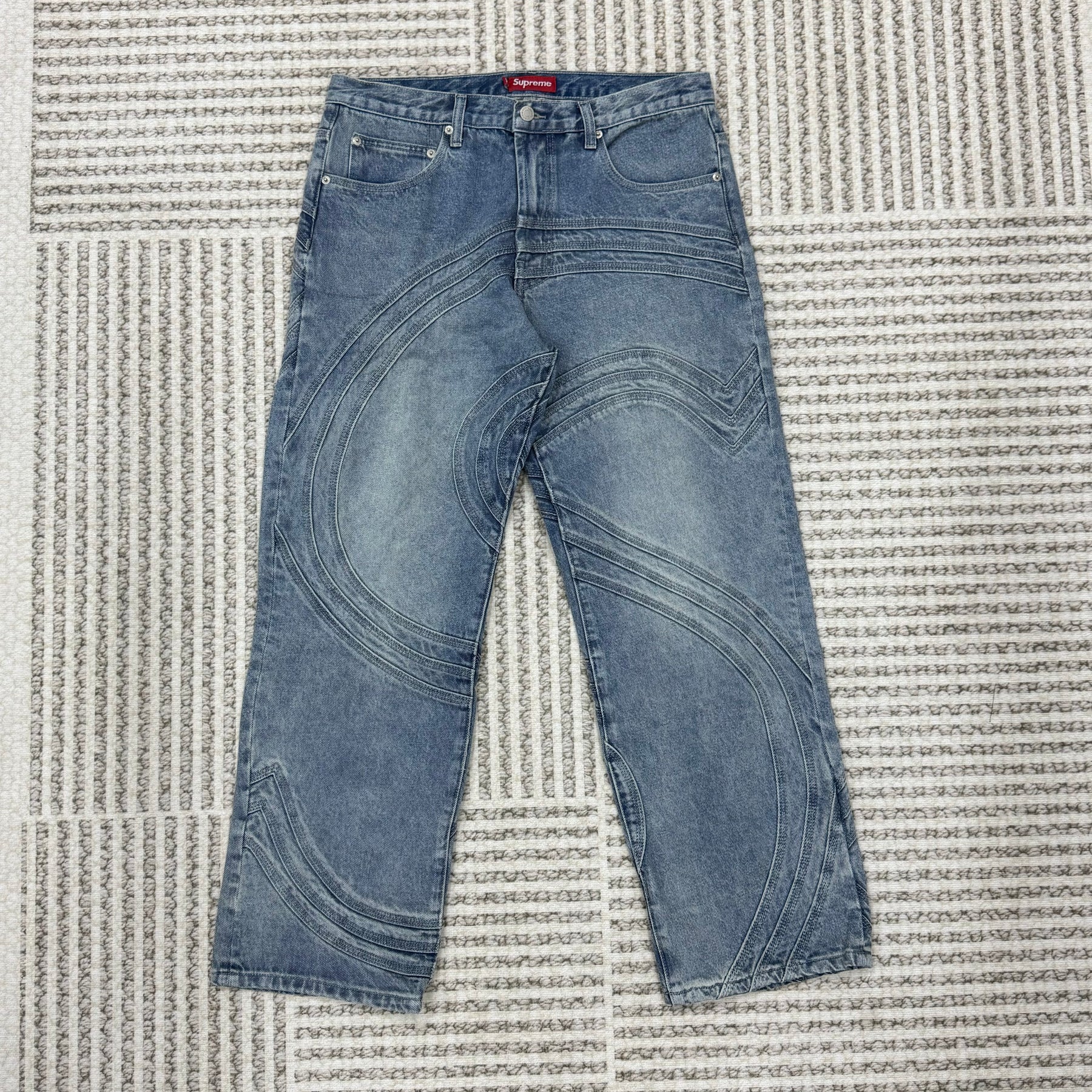Supreme S Logo Loose Fit Denim 'Washed Blue'