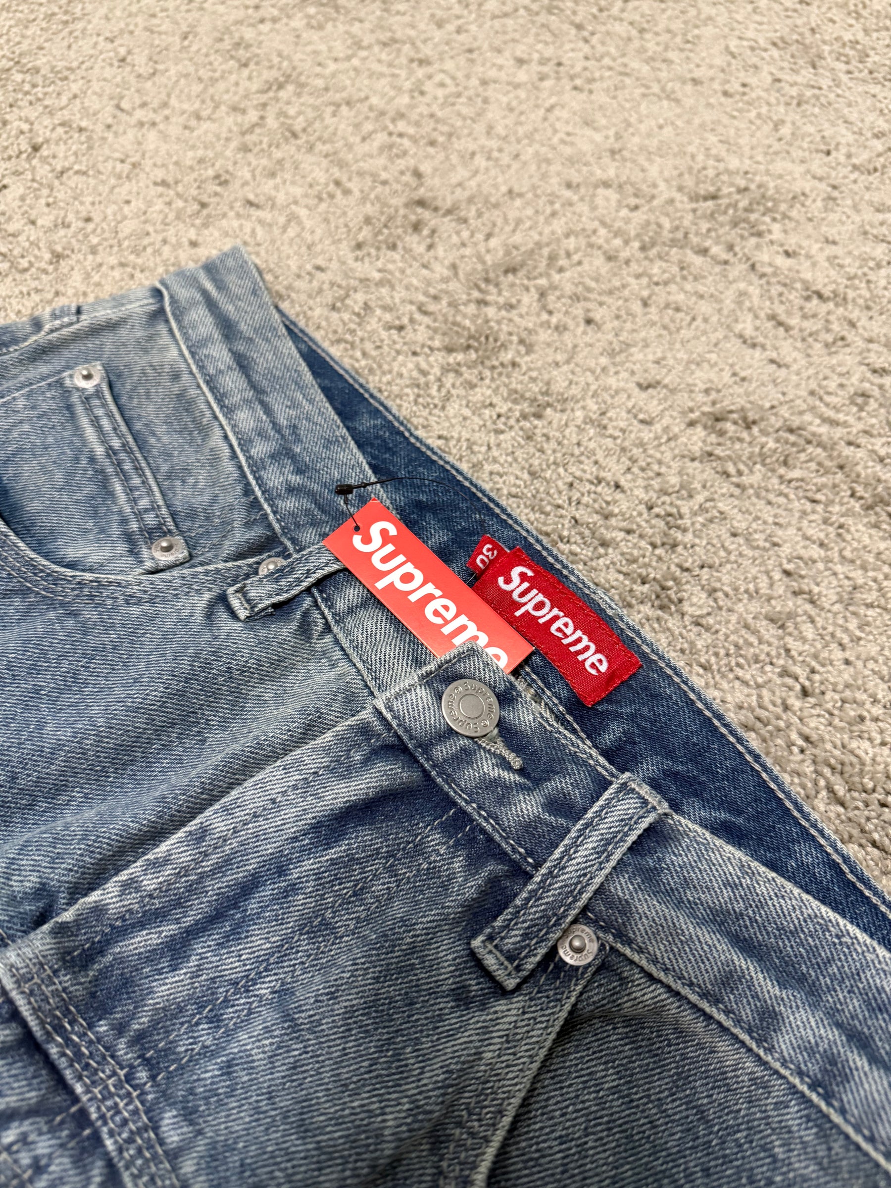 Supreme S Logo Loose Fit Denim 'Washed Blue'