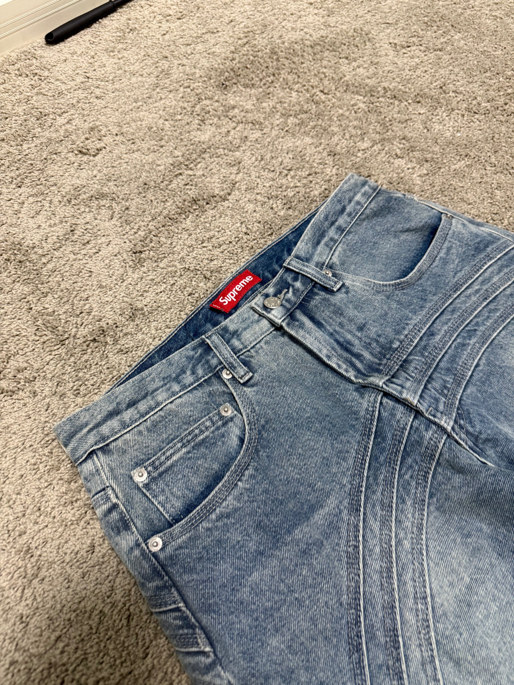 Supreme S Logo Loose Fit Denim 'Washed Blue'